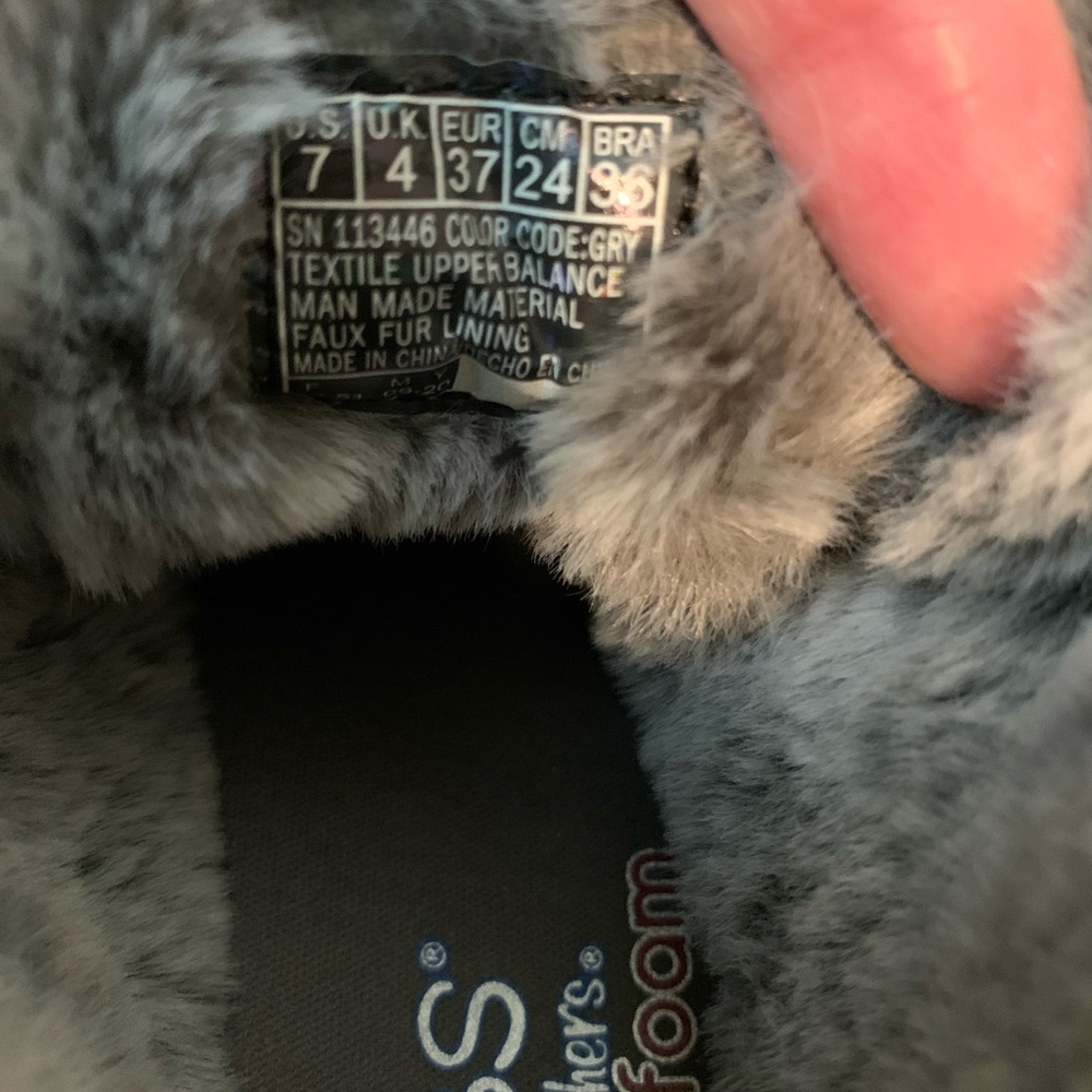 Skechers Bobs gray fleece lined casual shoes size 7 comfort memory foam sneakers - Picture 6 of 7